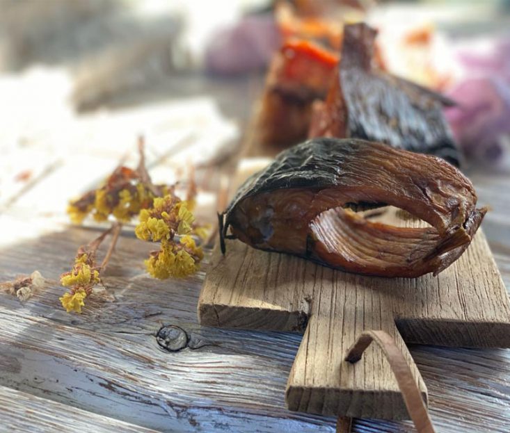 Smoked carp steaks