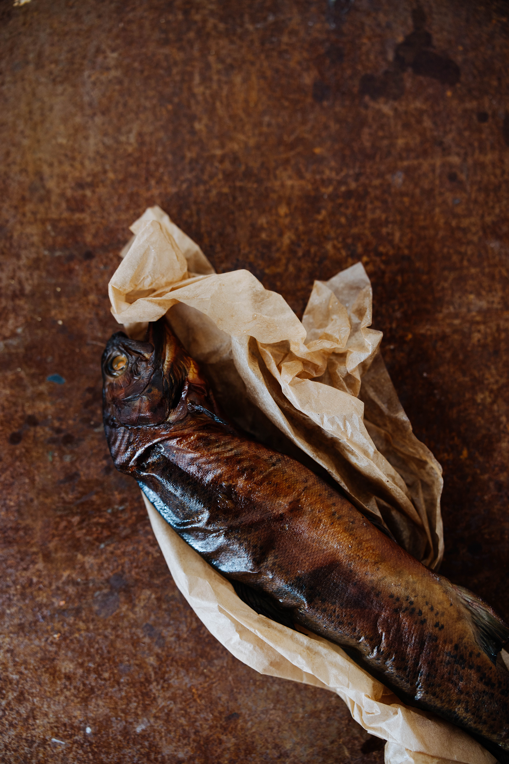 Gutted smoked trout