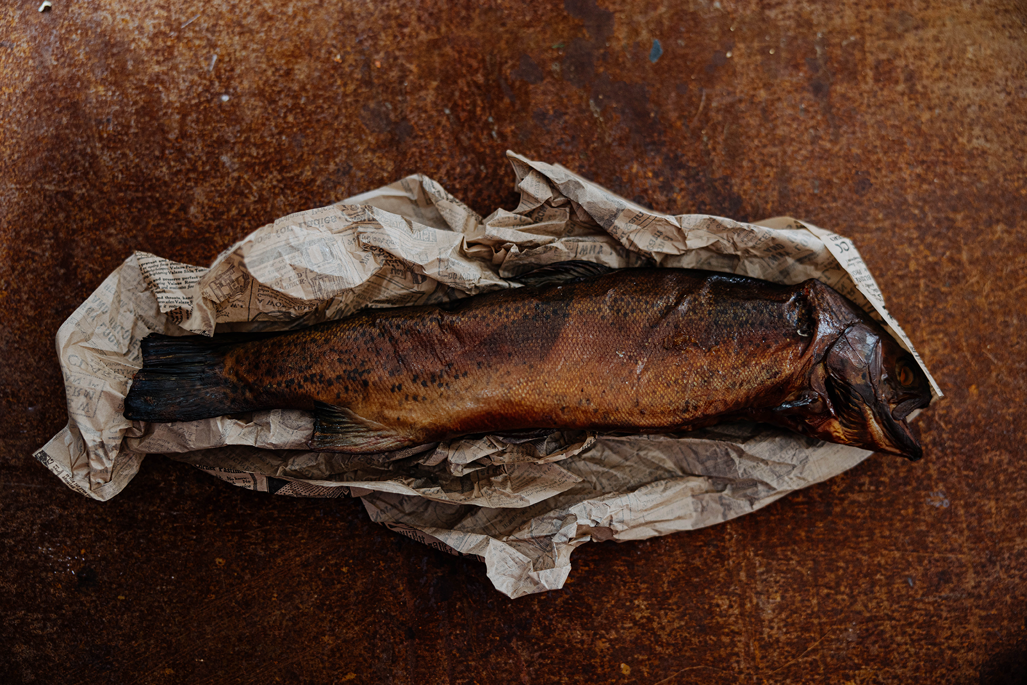 Gutted smoked trout