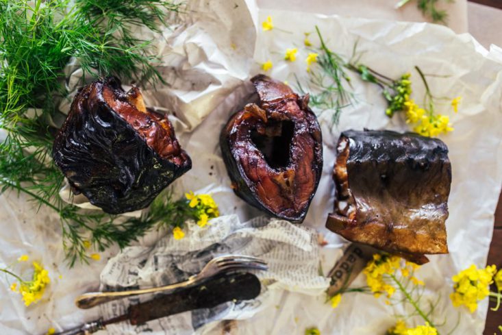 Smoked sturgeon steaks